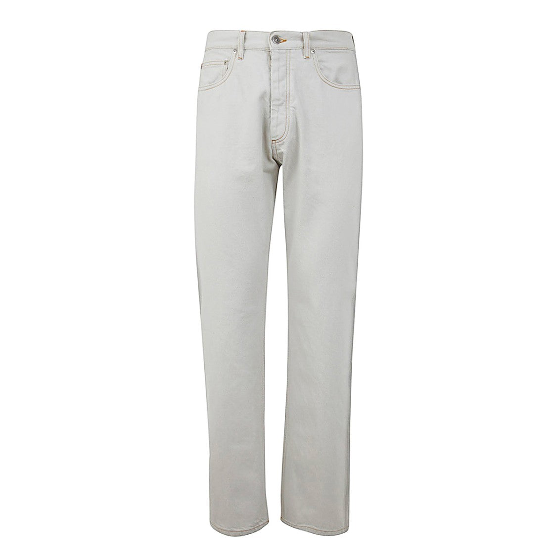 Maison Margiela Mid-Rise White Cotton Jeans With Five-Pocket Design