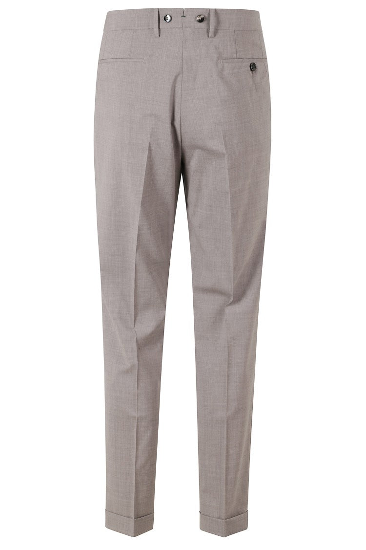 Berwich Greige Barber Long Darts Turn-Up Wool-Blend Trousers