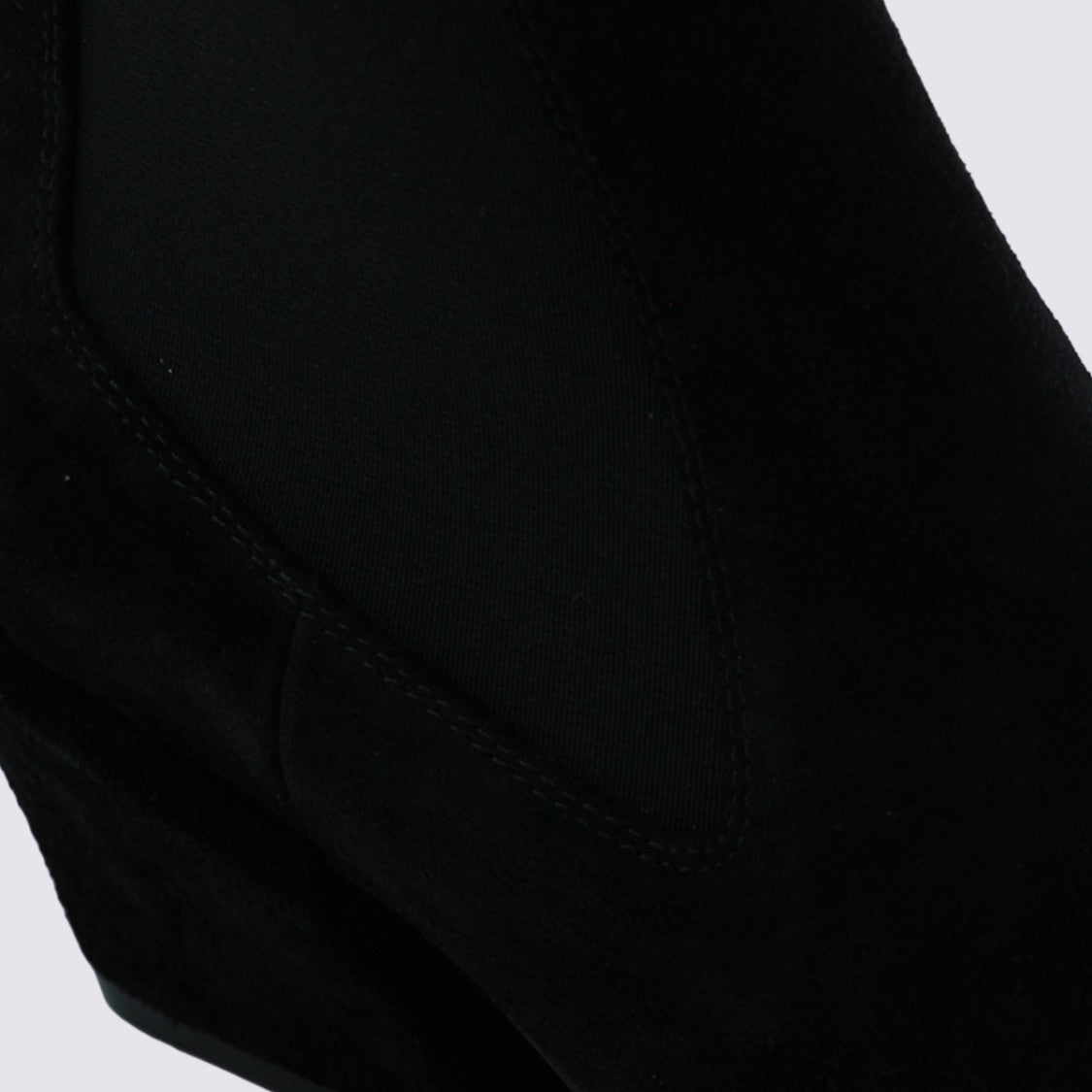 Paris Texas Pointed Toe Black Boots With Mid-Height Block Heel