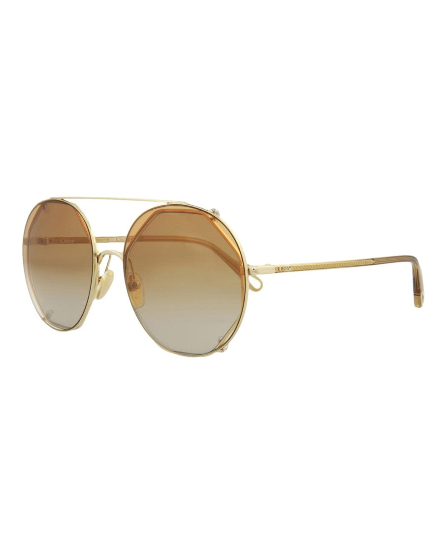 Chloé Round-Frame Sunglasses With Metal Construction And Acetate Temples