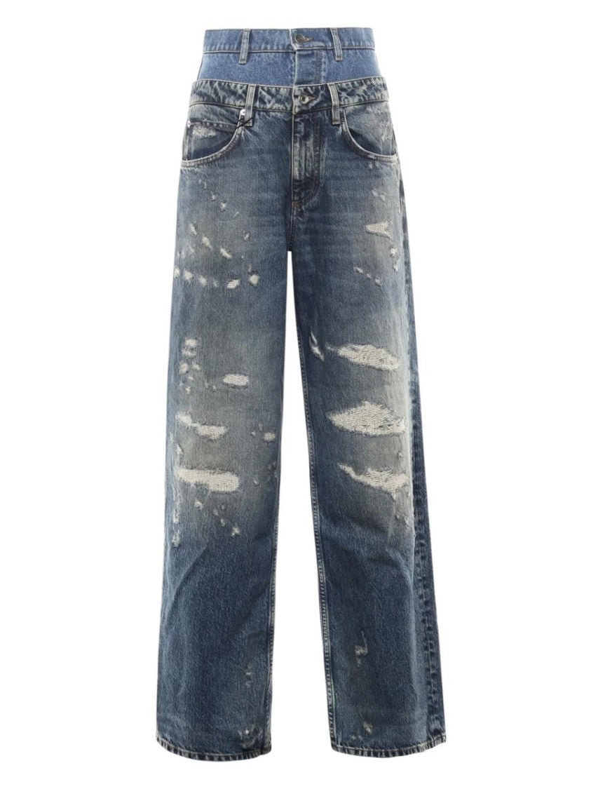 Dolce & Gabbana Double Layer Wide-Leg Jeans