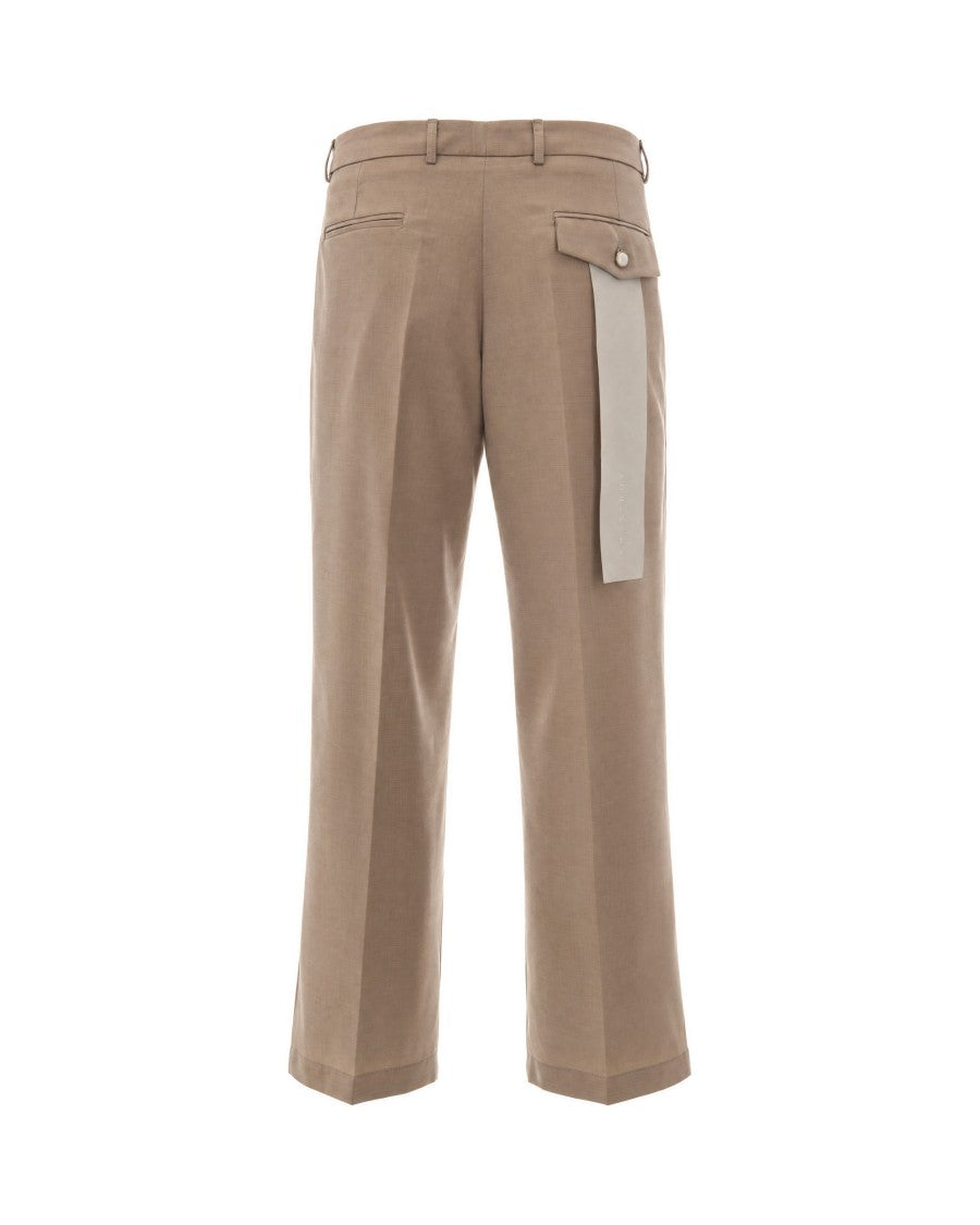 Thestroy Beige Aura Double Pleat Stretch Twill Straight-Leg Pants