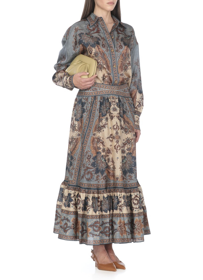 Zimmermann Ascension Silk Shirt With Contrasting Floral Pattern