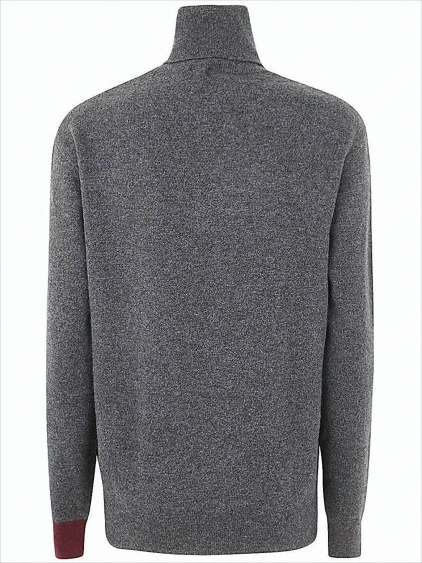 Patou Charcoal Grey Turtleneck Sweater With Contrasting Cuff