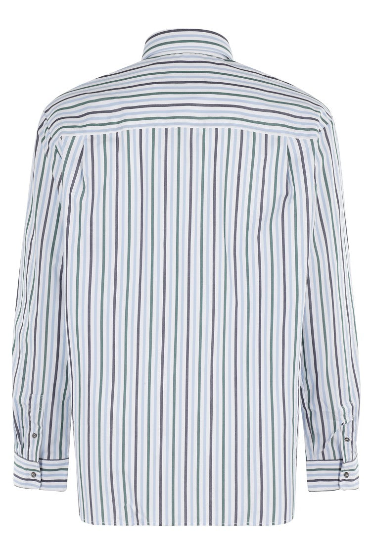 A.P.C. Striped Button-Down Shirt With Embroidered Logo