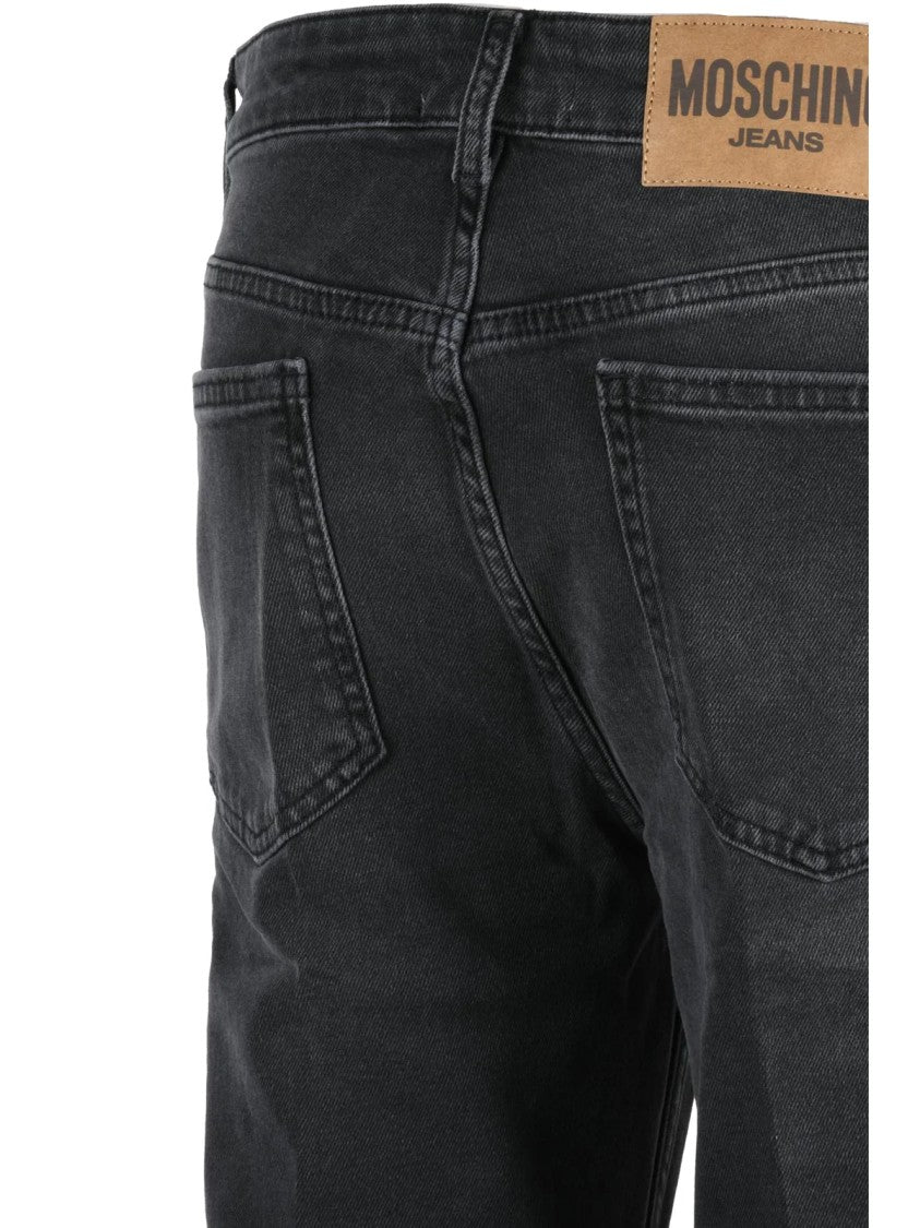 Mo5ch1no Jeans Flared Black Jeans With Low-Rise Design And Zip Closure