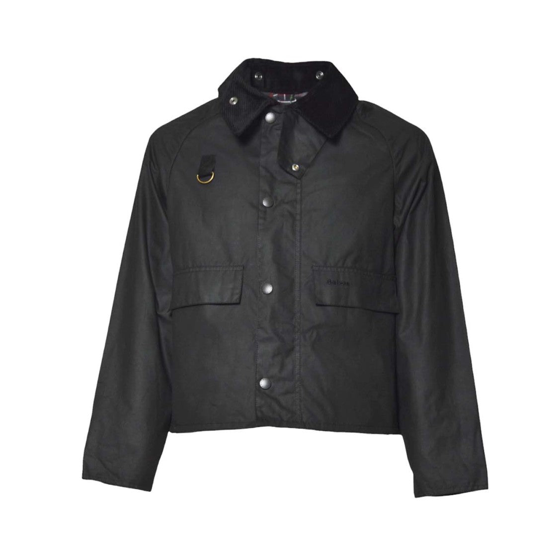Barbour Matte Finish Black Jacket With Corduroy Collar
