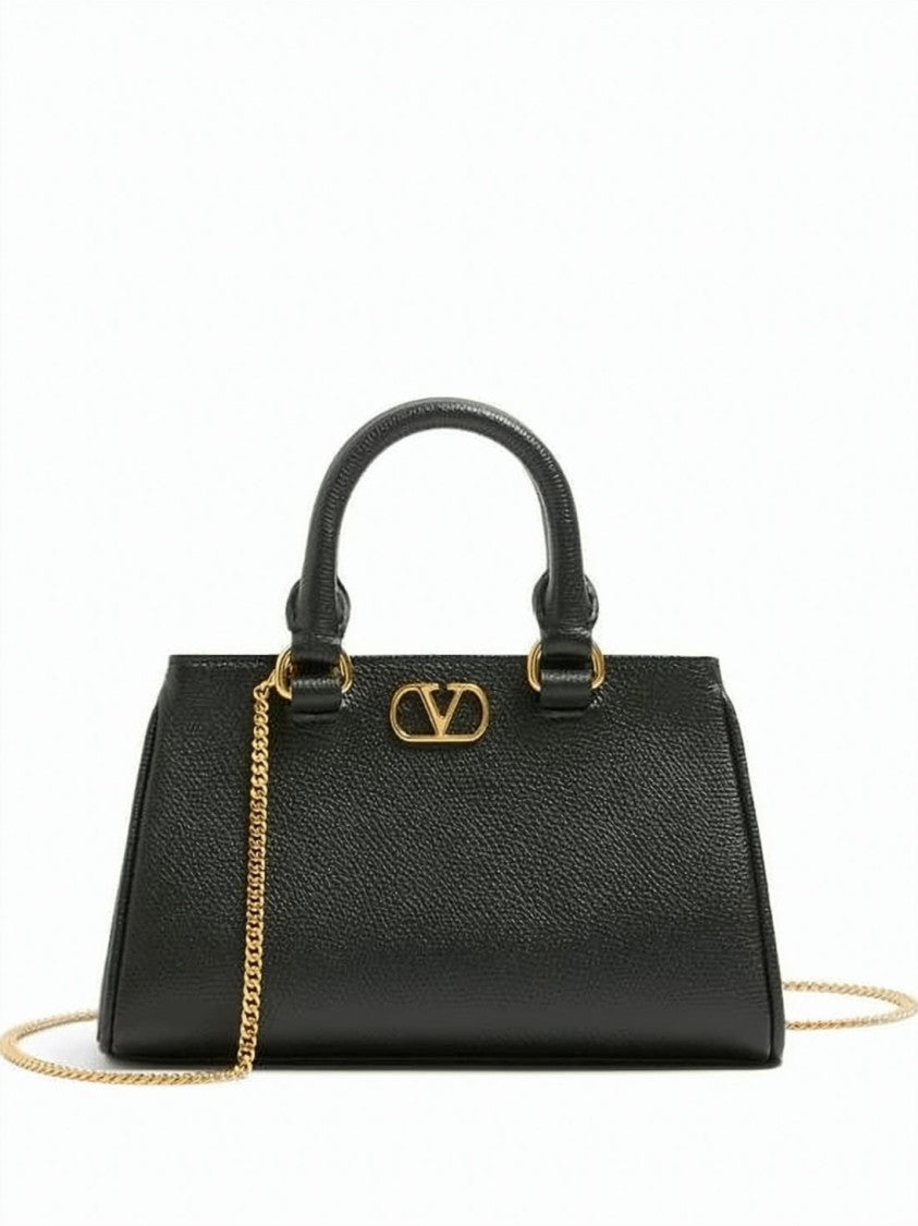 Valentino Garavani Textured Calf Leather Tote Bag With Signature Logo