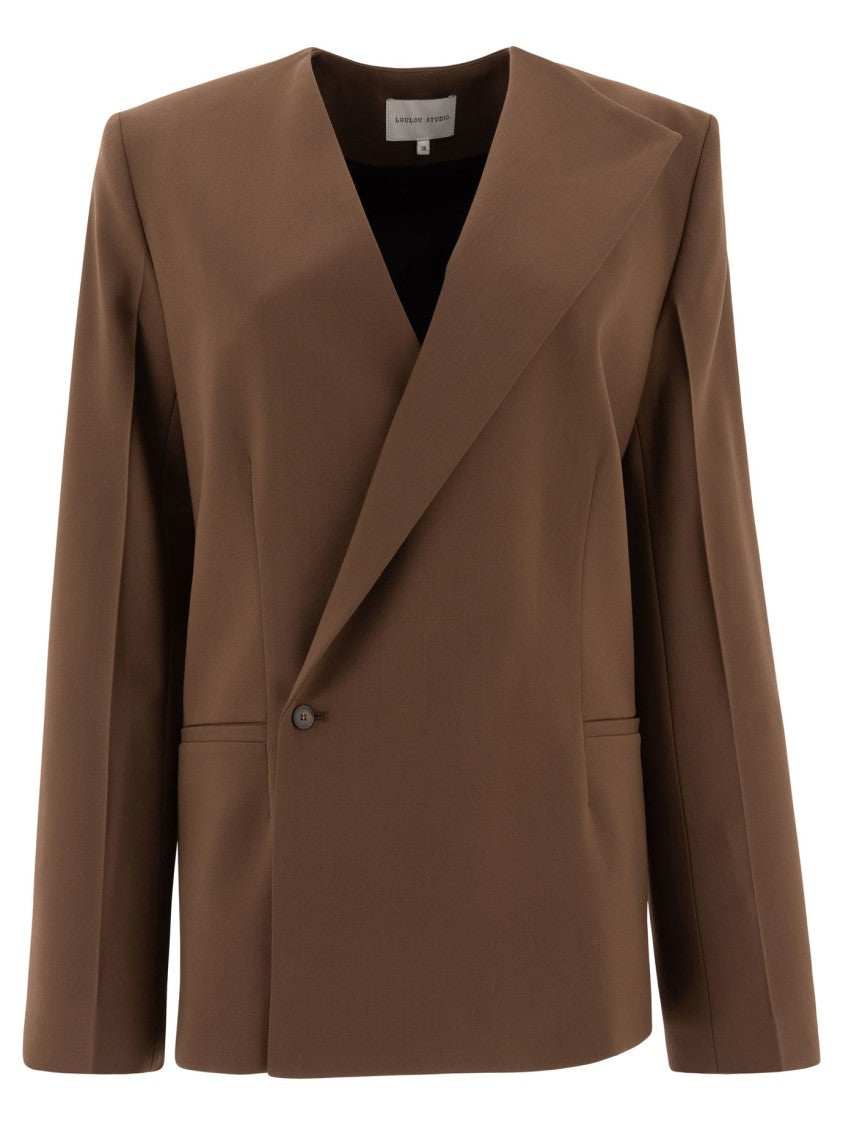 Loulou Studio Tailored Brown Wool Blend Jacket