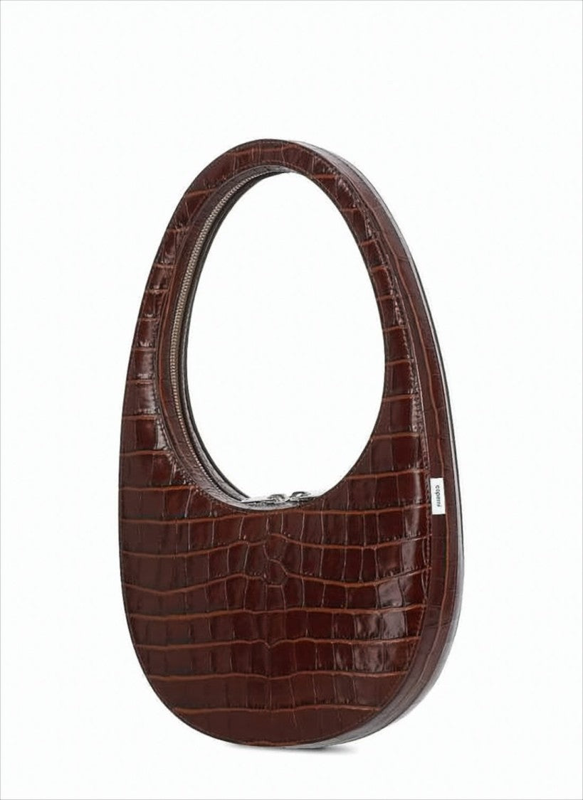 Coperni Crescent-Shaped Crocodile-Embossed Leather Tote Bag