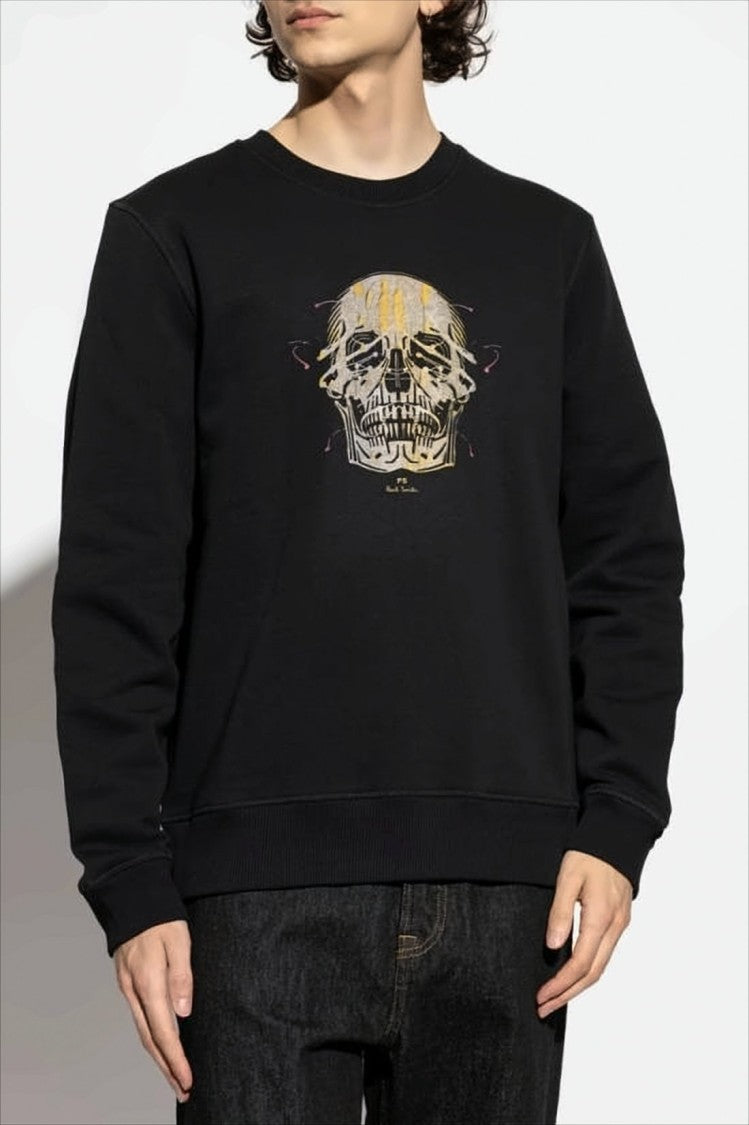 Paul Smith Graphic Skull Print Black Crewneck Sweatshirt