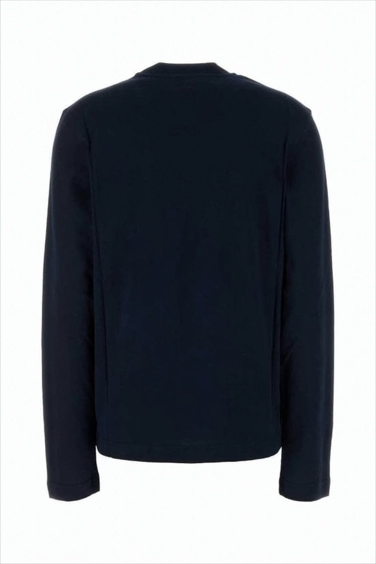 Ami Cropped Long-Sleeve Cotton Shirt With Subtle Embroidery