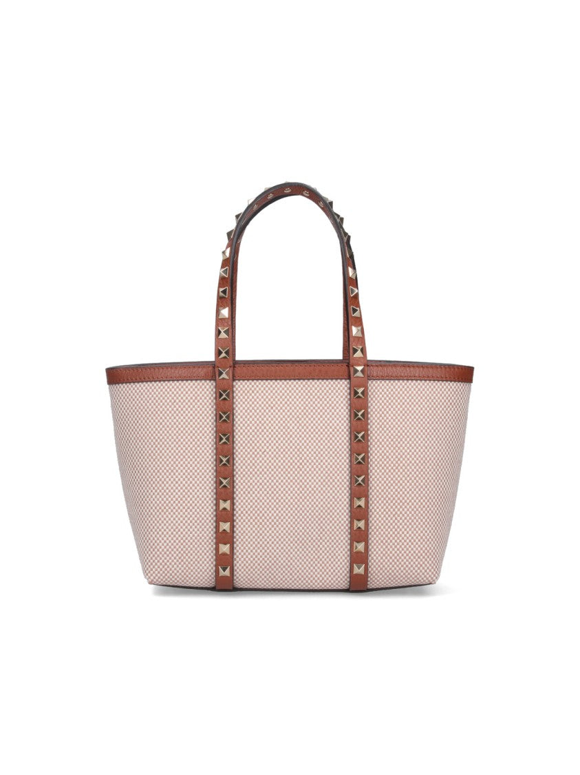Valentino Garavani "Rockstud" Small Shopping Bag – Beige