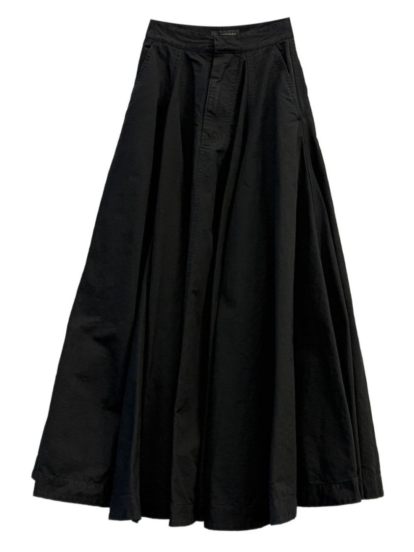 Balenciaga Flared Black Cotton Midi Skirt
