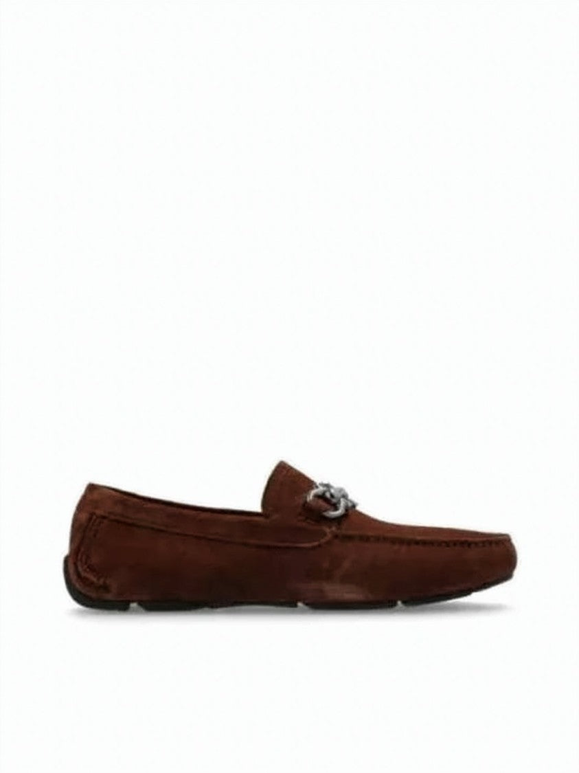 Salvatore Ferragamo Suede Loafers With Metallic Embellishment