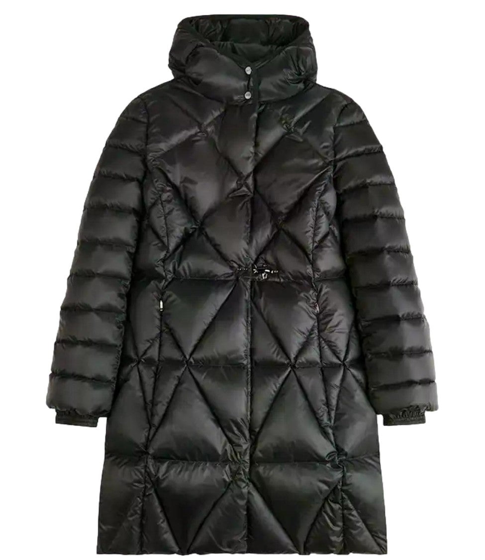 Fay Nero Argyle Quilted Hooded Wool-Blend Down Jacket