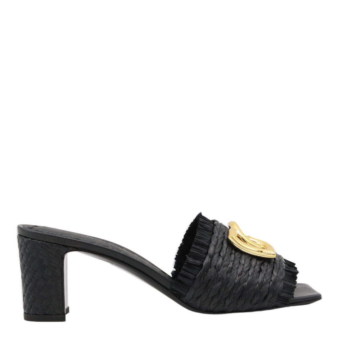Dolce & Gabbana Open-Toe Black Sandals With Woven Texture