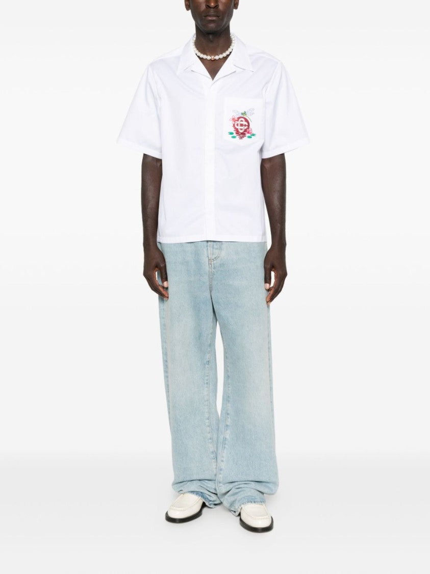 Casablanca Short-Sleeve Cotton Shirt With Camp Collar