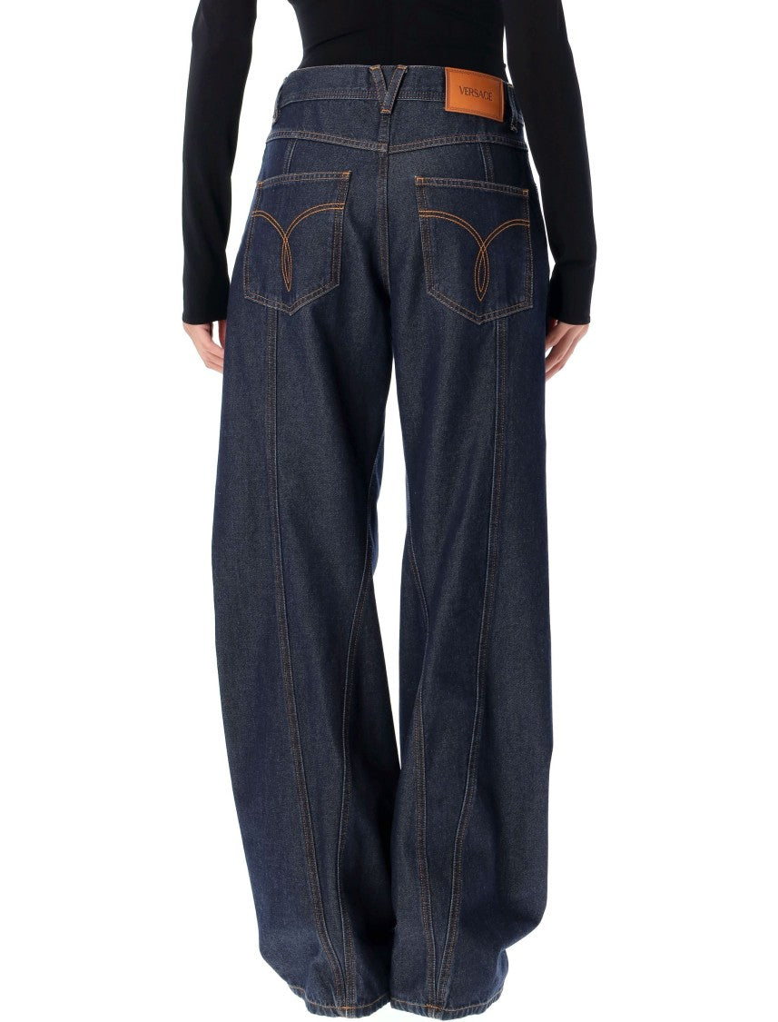 Versace Wide-Leg High-Waist Denim Jeans