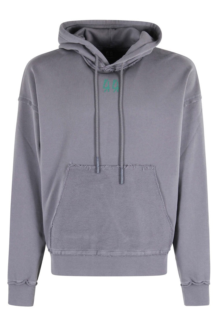 44 Label Group Faded Grey Hoodie With Central Logo Print