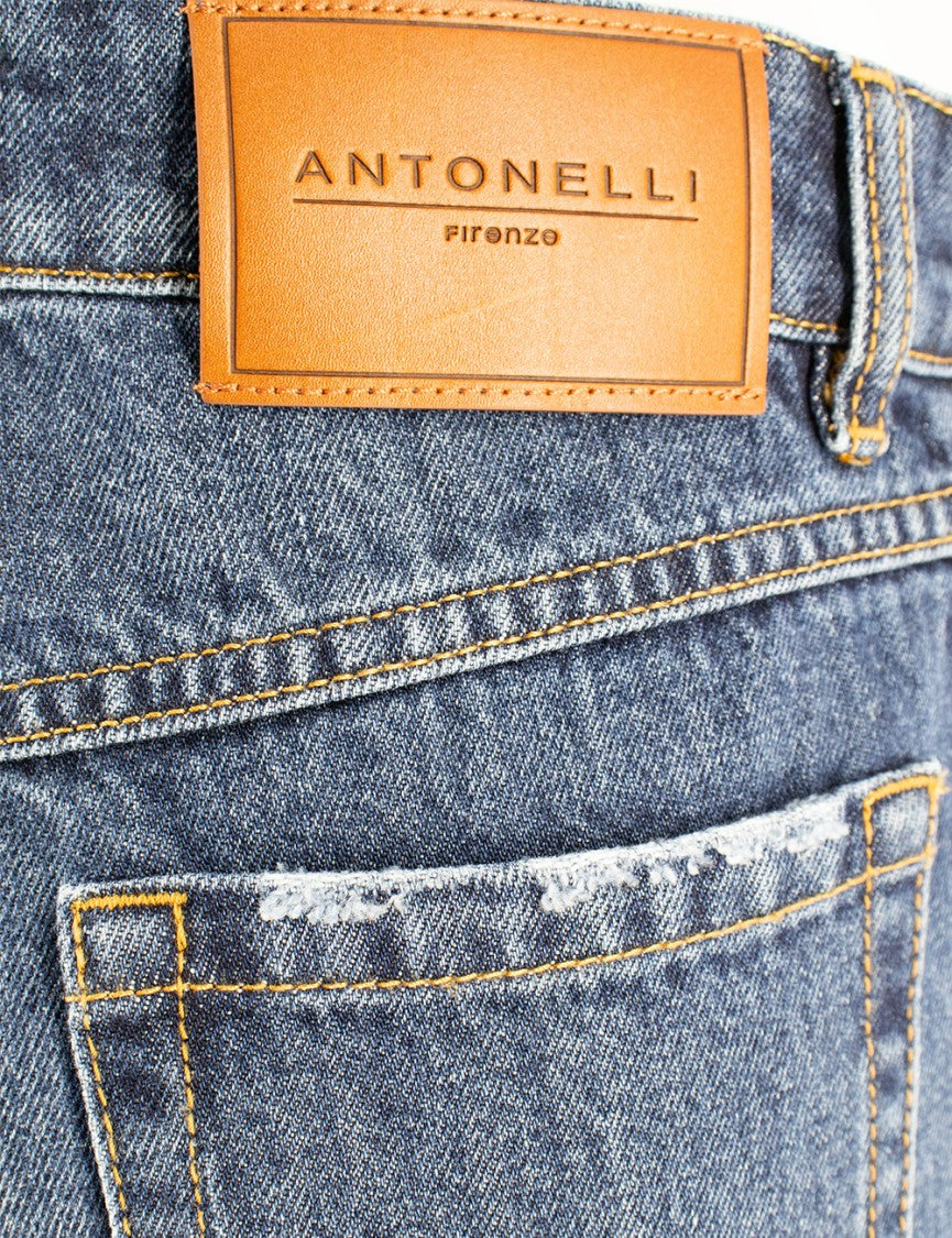 Antonelli Wide-Leg Blue Jeans With Subtle Fade