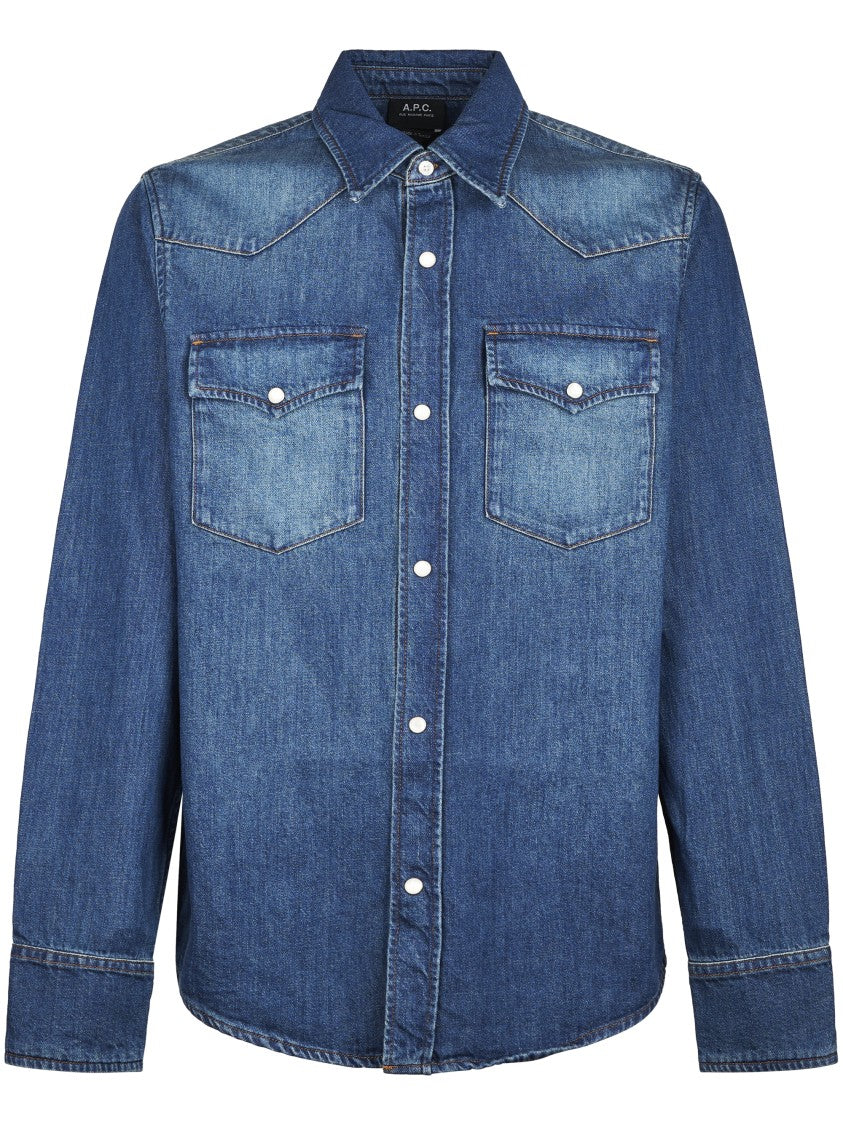 A.P.C. Denim Western Shirt With Pointed Collar