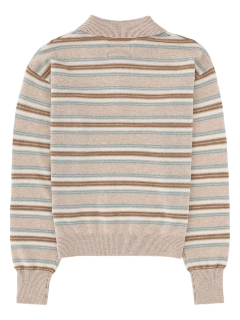Guest In Residence Cashmere Polo Sweater With Horizontal Stripes And Classic Collar