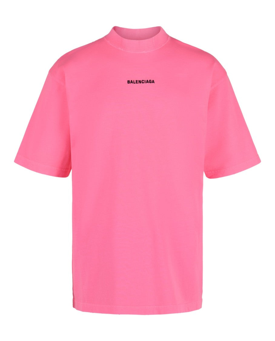 Balenciaga Embroidered Logo Distressed Medium Fit T-Shirt