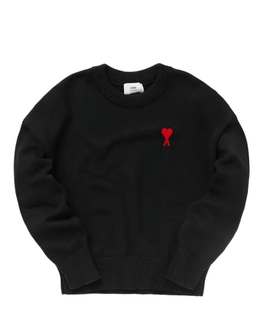 Ami Paris Fine Knit Wool Silk Crewneck Sweater