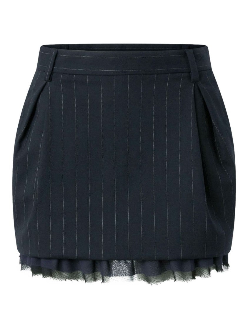 Pinko Textured Mini Skirt With Pinstripe Design