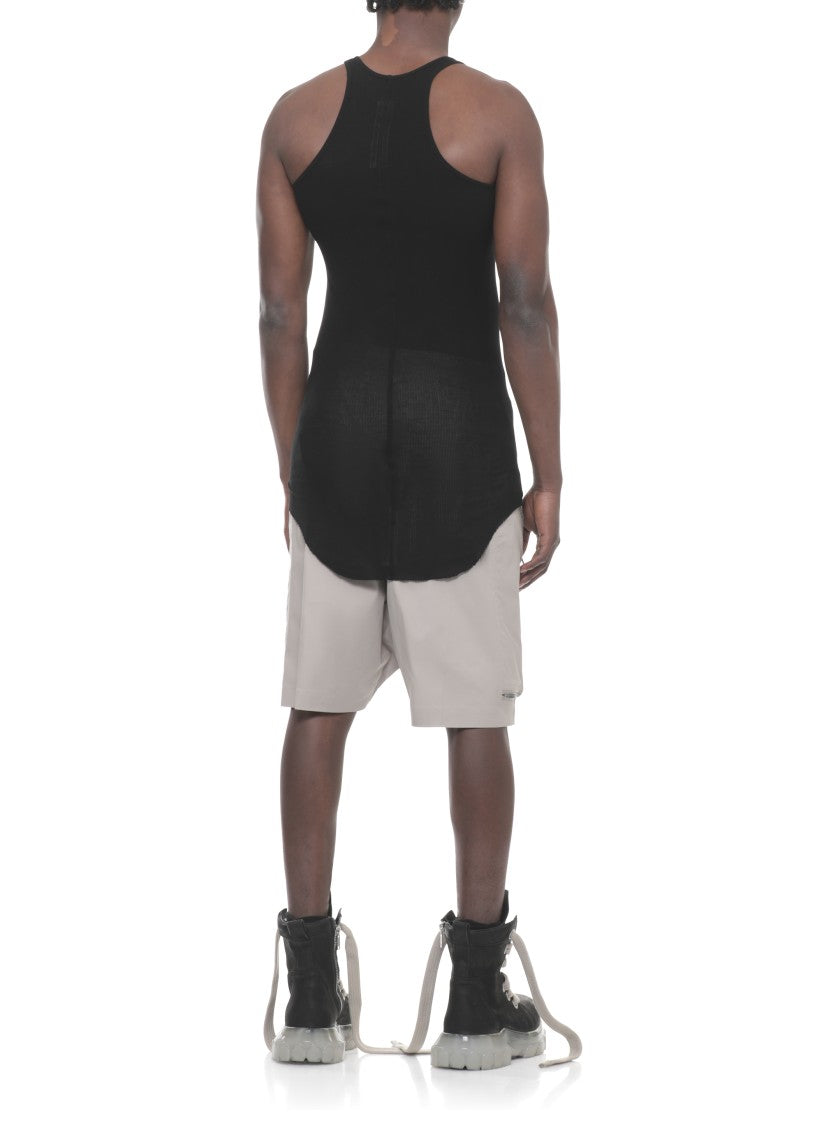 Rick Owens Black Tarp Rib Viscose-Silk Tank Top