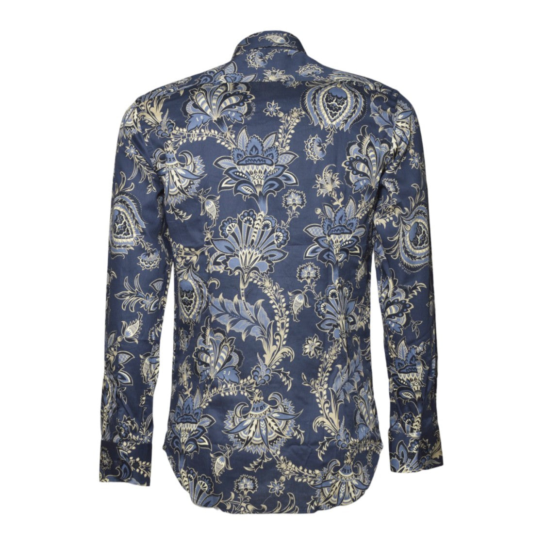 Etro Blue Cotton Shirt Maxi Flowers Print