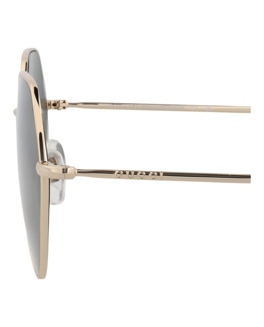 Gucci Square-Frame Metal Sunglasses With Velvet Case