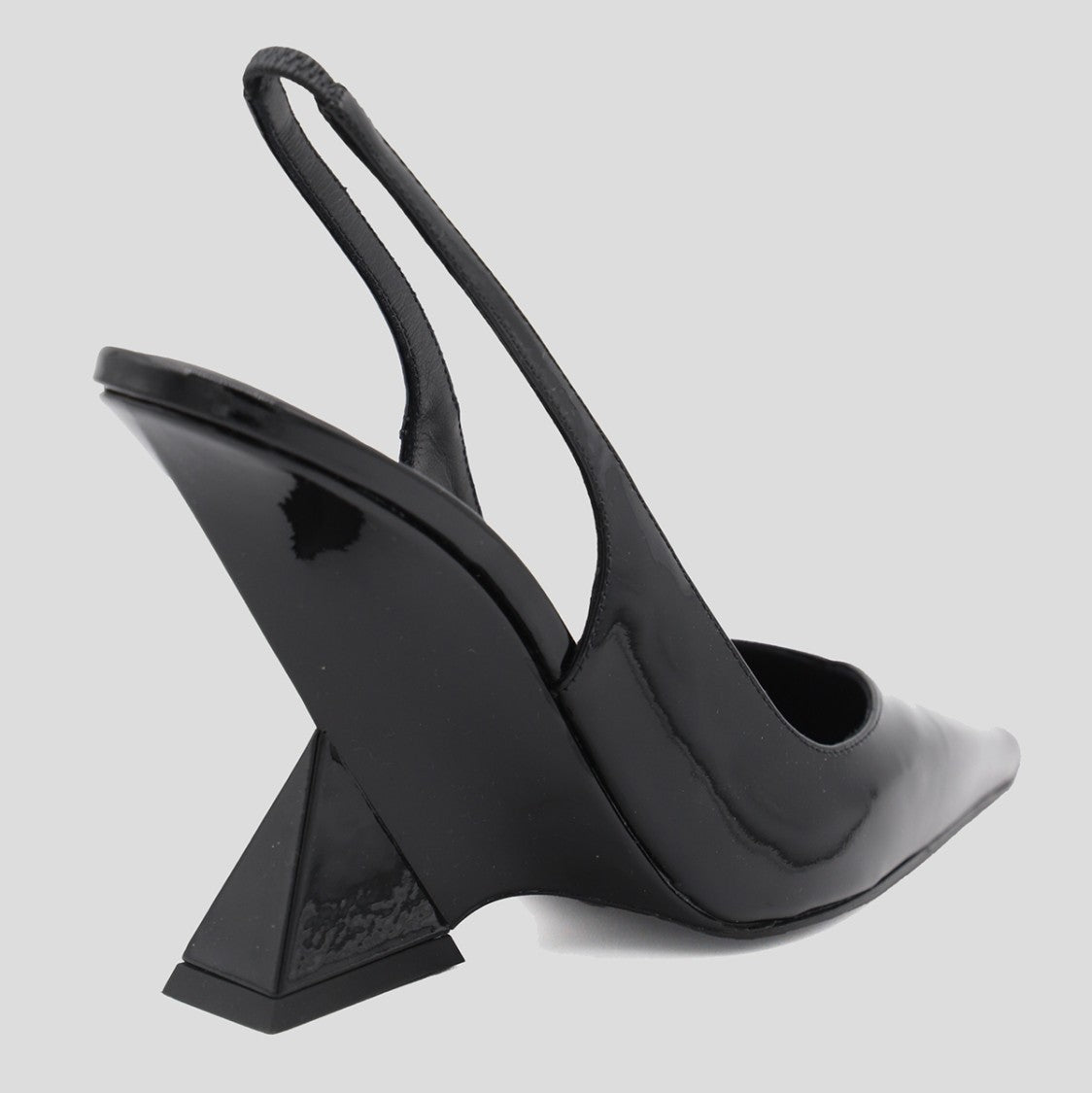 The Attico Patent Leather Slingback Pump With Geometric Wedge Heel