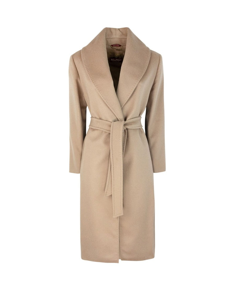 Max Mara Virgin Wool Loriana Coat With Shawl Collar And Decorative Stitching
