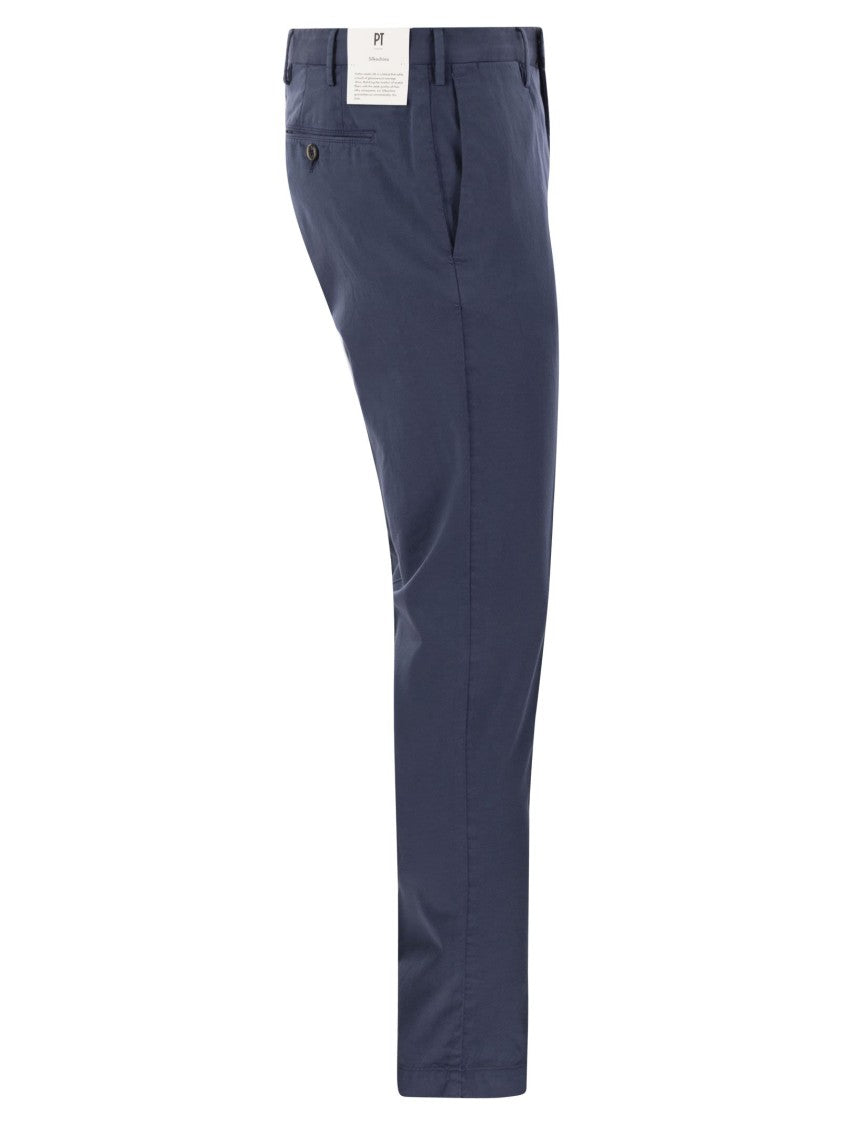 Pt Torino Skinny Trousers In Cotton And Silk