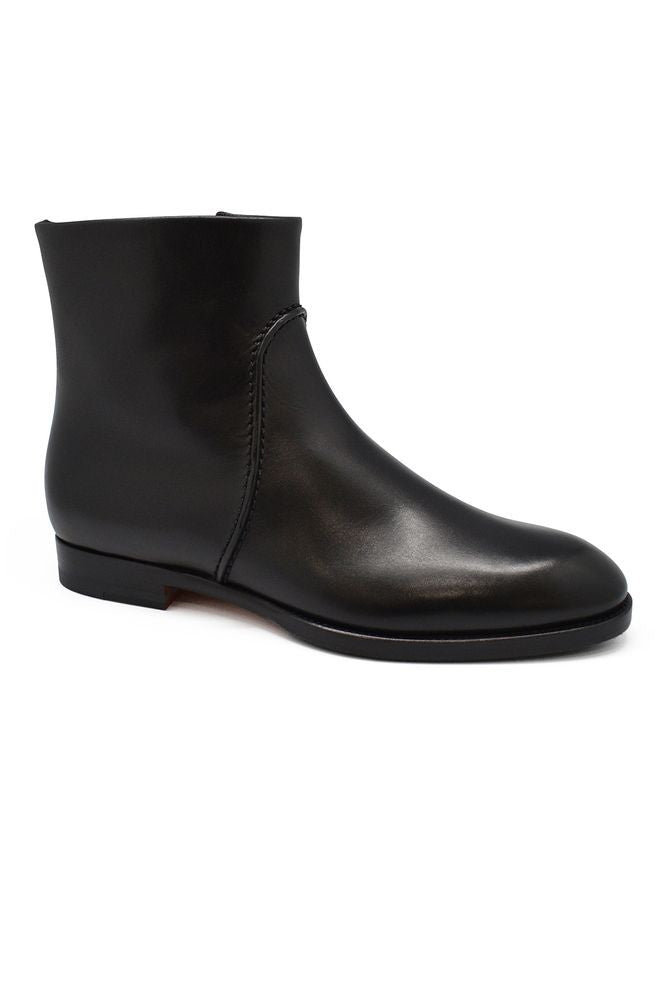 Santoni Calf Leather Boots With Side Zipper