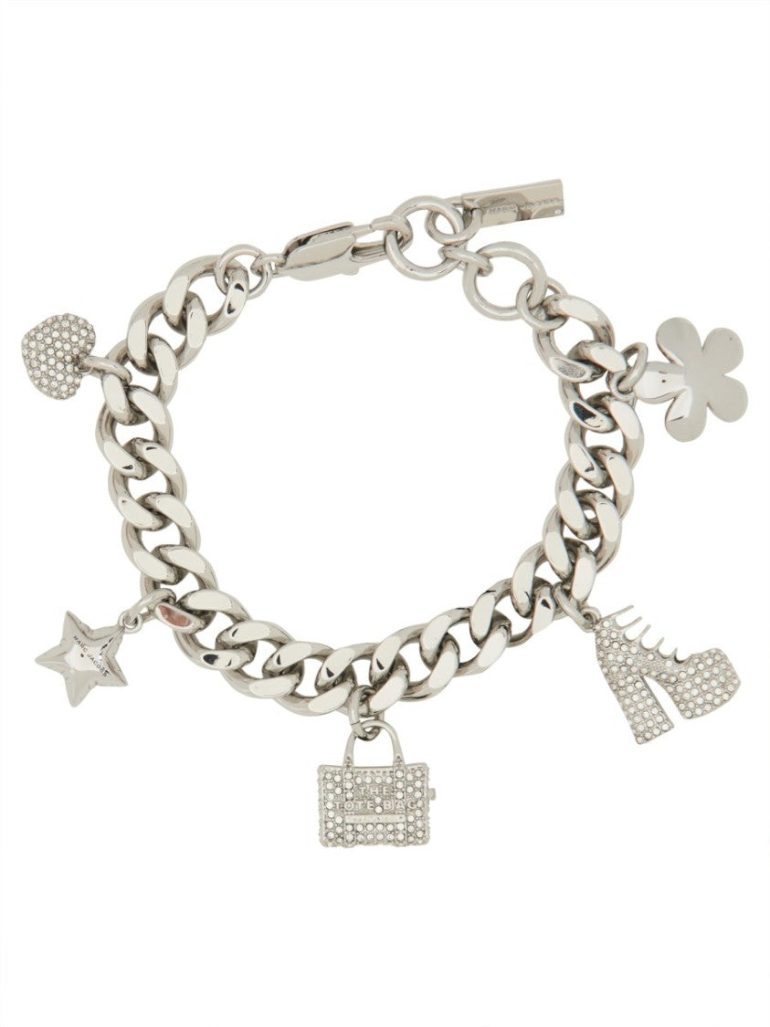 Marc Jacobs Silver-Tone Charm Bracelet With Pave Mini Icon Charms