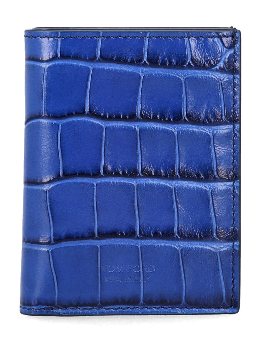 Tom Ford Crocodile-Embossed Folded Leather Card Holder
