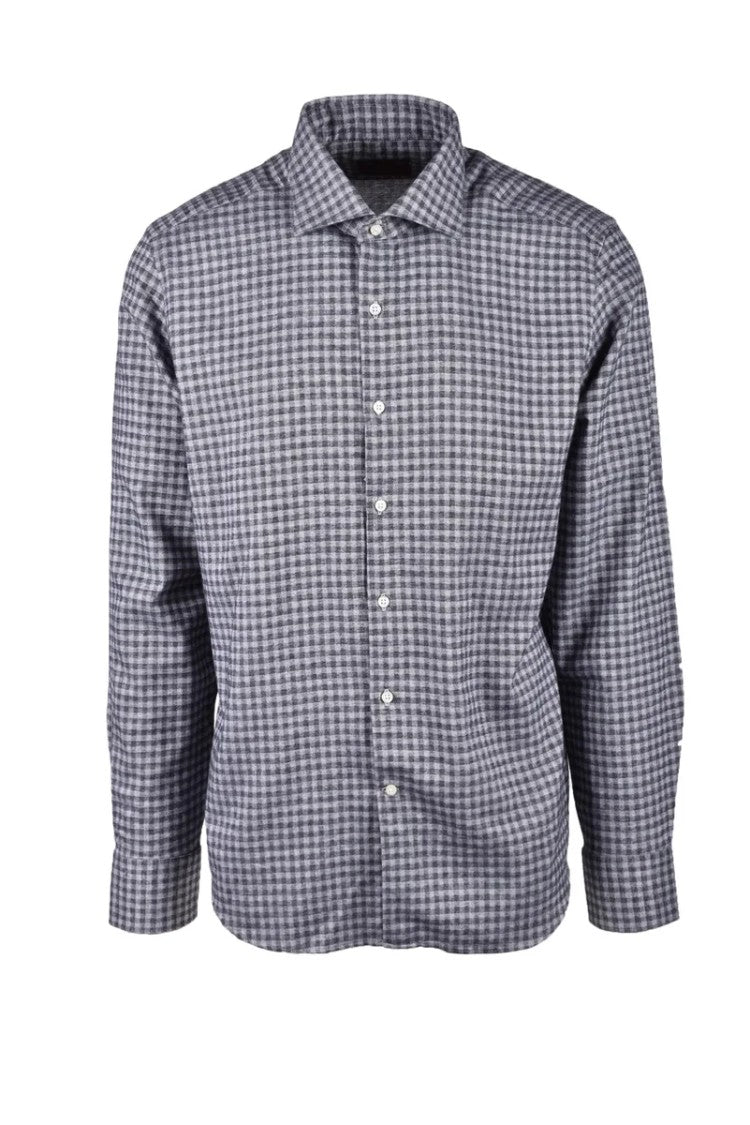 Neumann New York Grey Checkered Cotton Shirt