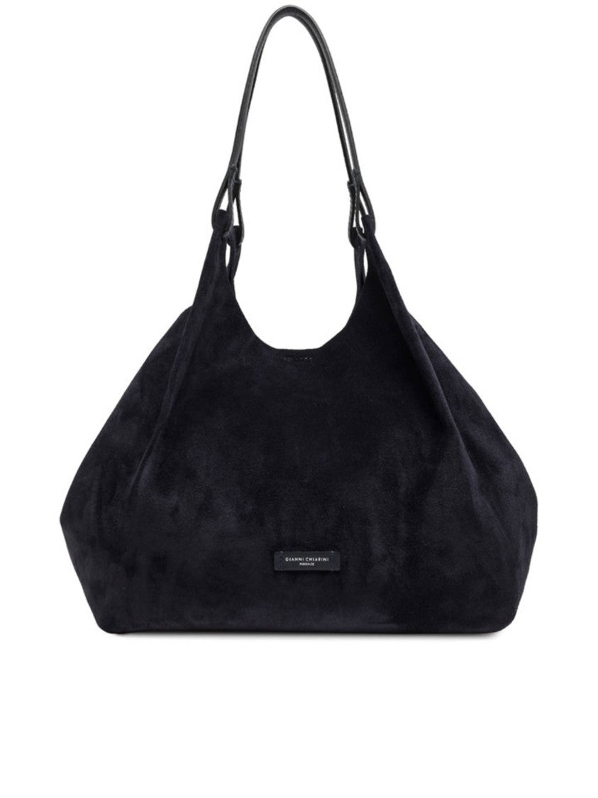 Gianni Chiarini Black Dua Soft-Structured Suede Tote Bag