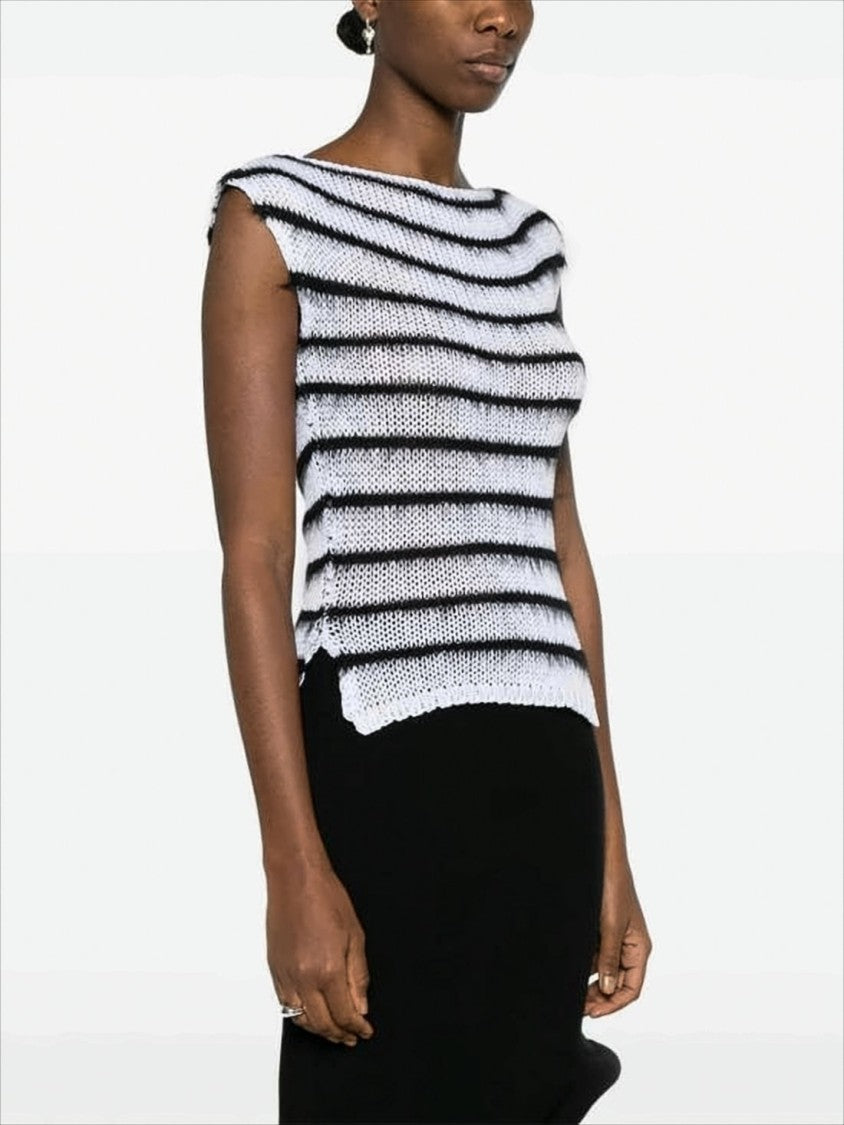Marni Textured Knit Sleeveless Top With Horizontal Stripes