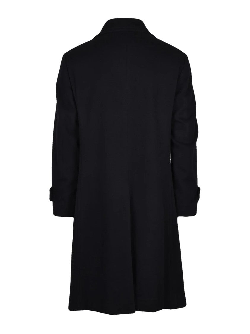 Caruso Black Double-Breasted Wool-Cashmere Coat