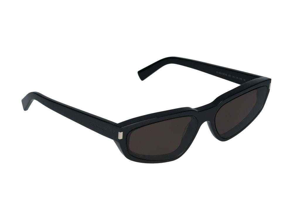 Saint Laurent Black Glossy Acetate Oversized Rectangular Sunglasses