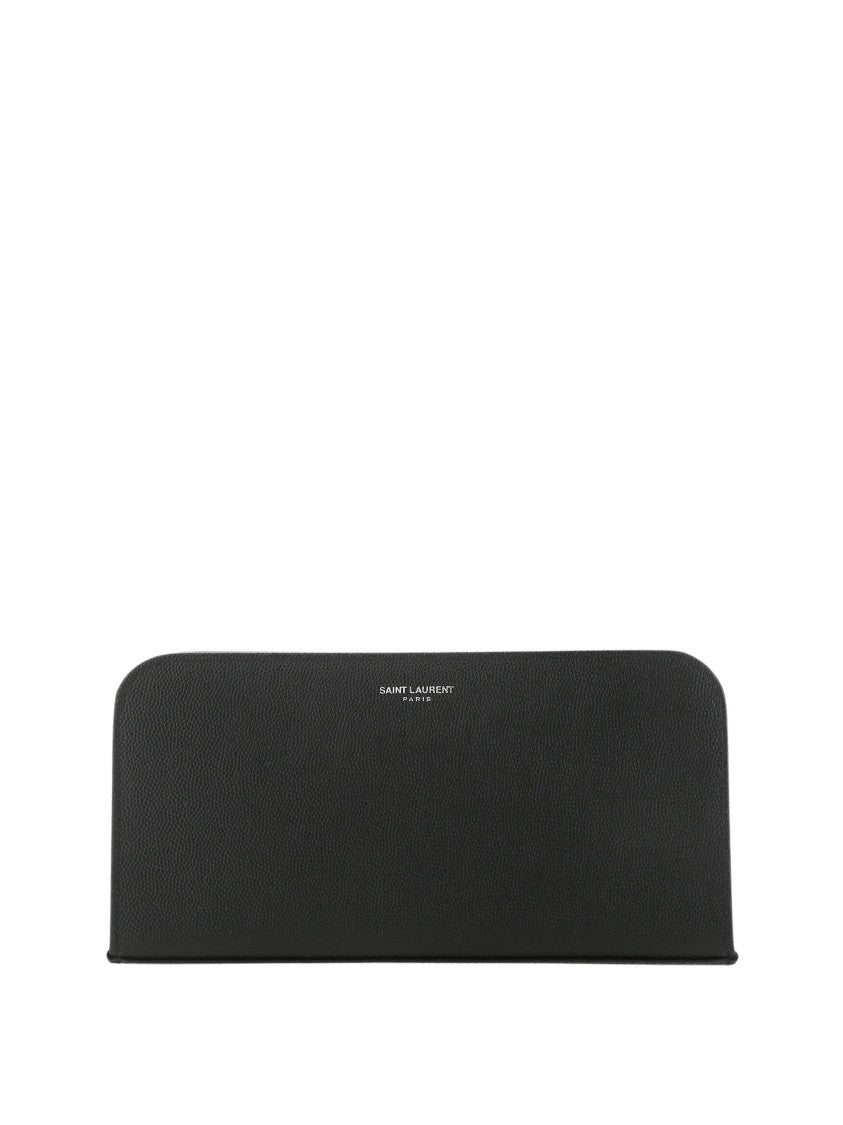 Saint Laurent Grain De Poudre Leather Wallet With Zip-Around Closure