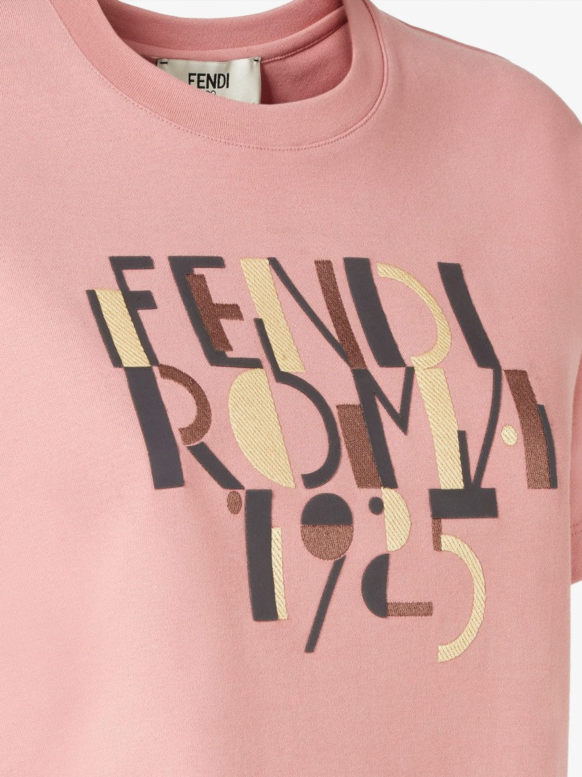 Fendi Pink Boxy-Fit Bold Graphic Printed T-Shirt