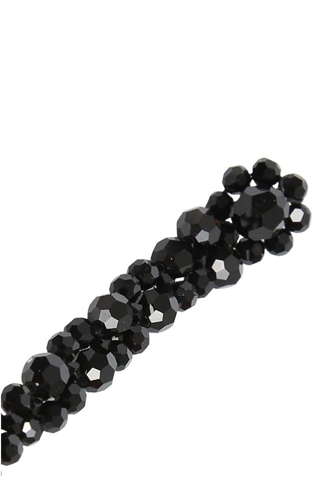 Simone Rocha Long Drop Earrings With Faceted Black Beads And Flower Cluster