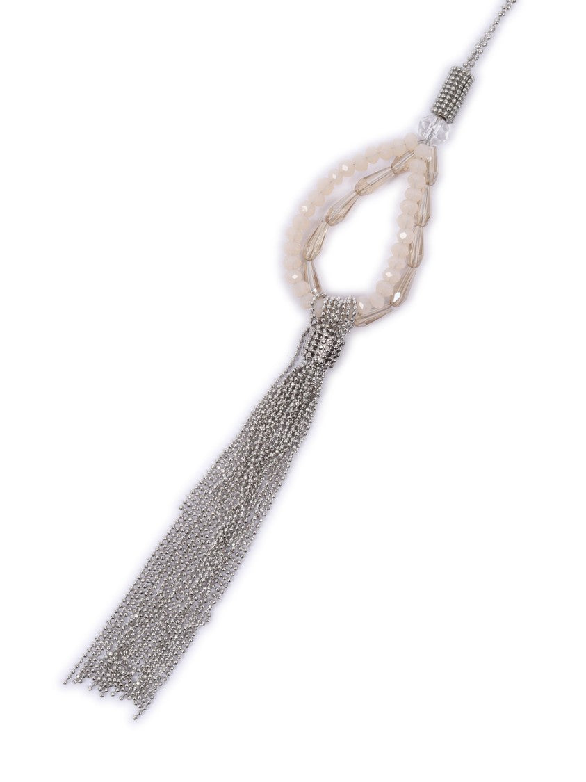 Peserico Teardrop Pendant Necklace With Cascading Silver Tassel
