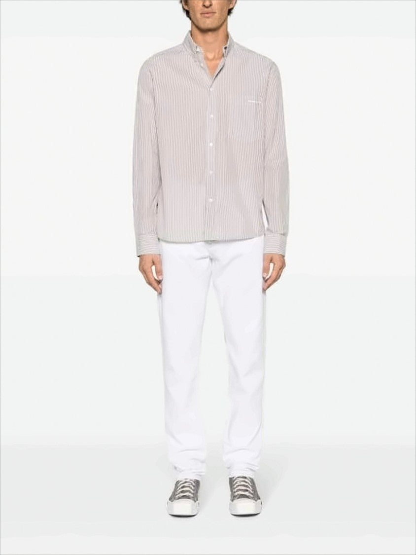 Isabel Marant Vertical Striped Long-Sleeve Shirt With Classic Collar