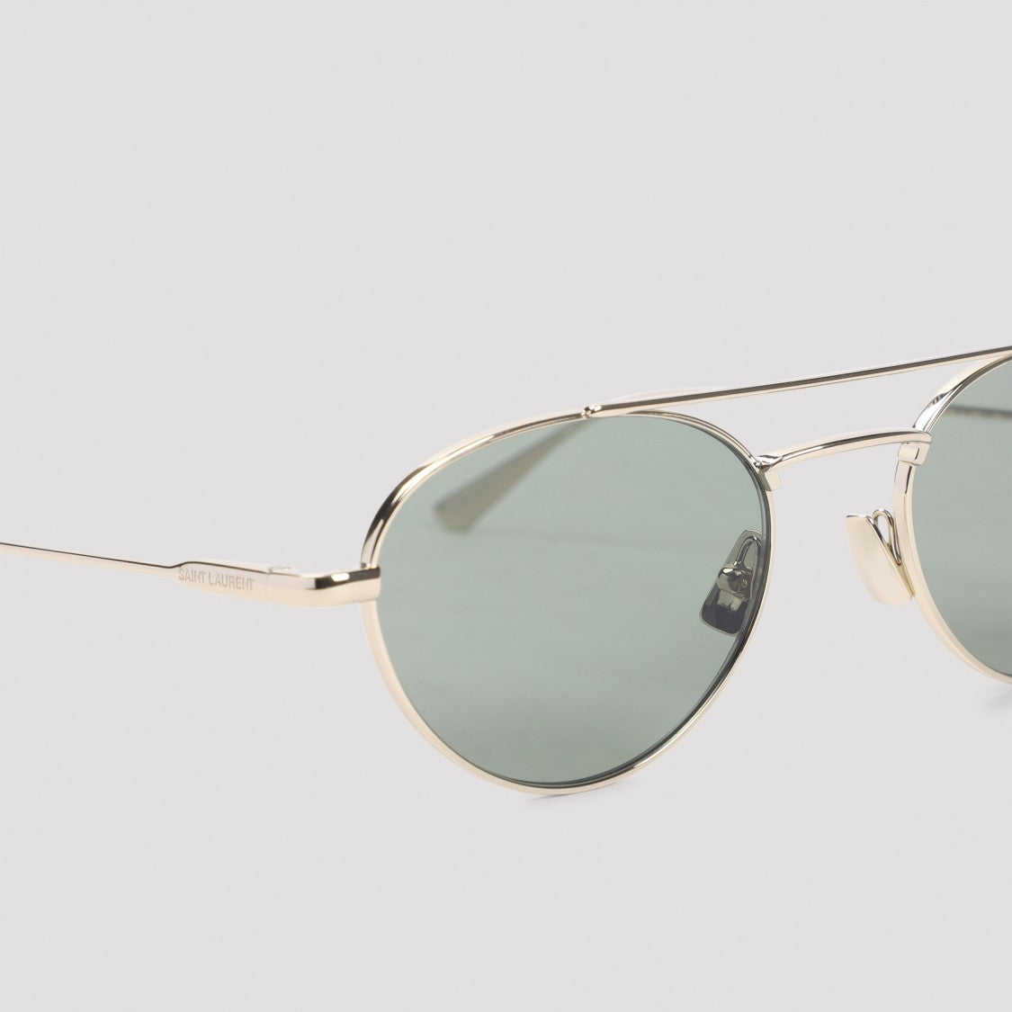 Saint Laurent Gold-Tone Aviator Sunglasses With Green Acetate Lenses